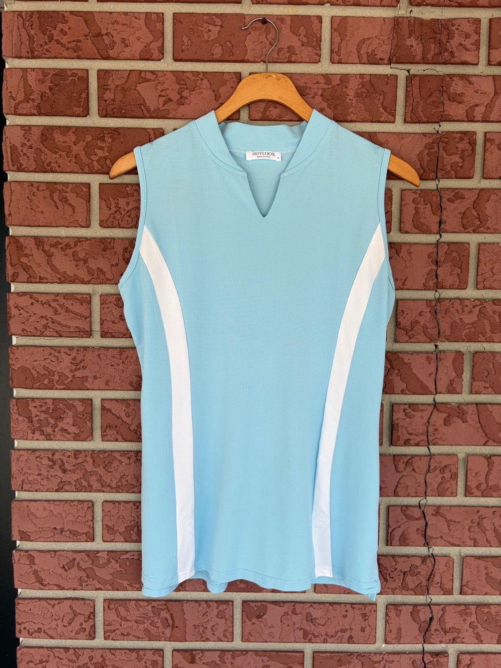Light Blue Sleeveless Tank with White Side Panels